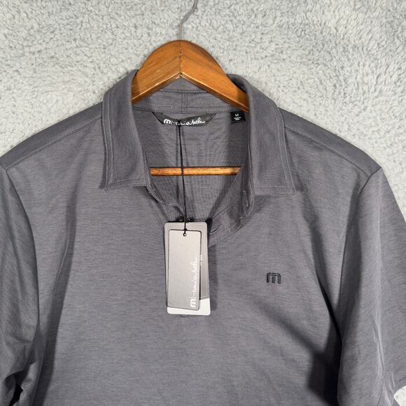 Travis Mathew Excursion Knit Polo Shirt - Heather Black Medium - New With tags - Picture 2 of 8